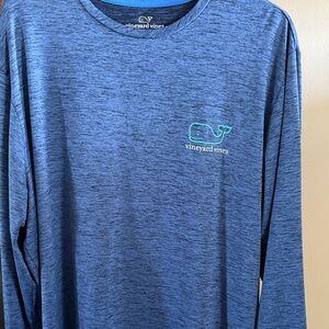 Vineyard Vines Men's Heathered Blue Long Sleeve Tee